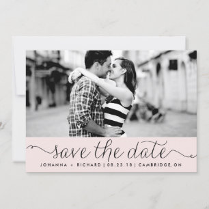 Pink Dainty Script Save the Date Announcement