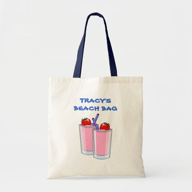 Pink Daiquiris Summer Beach Drinks Custom Name Tote Bag (Front)