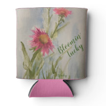 Pink Daises Can Cooler