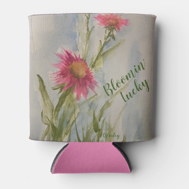 Pink Daises Can Cooler (Front)