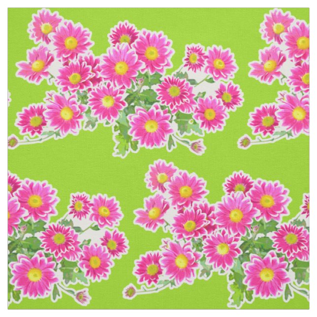 Pink Daisies / Asters Bouquet + your ideas Fabric (Swatch)