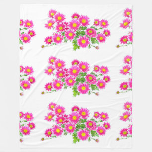 Pink Daisies / Asters Bouquet + your ideas Fleece Blanket