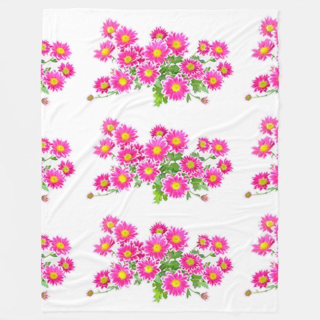 Pink Daisies / Asters Bouquet + your ideas Fleece Blanket (Front)