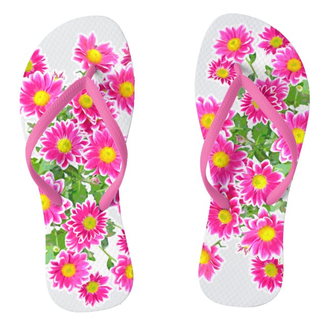 Pink Daisies / Asters Bouquet + your ideas Jandals (Footbed)