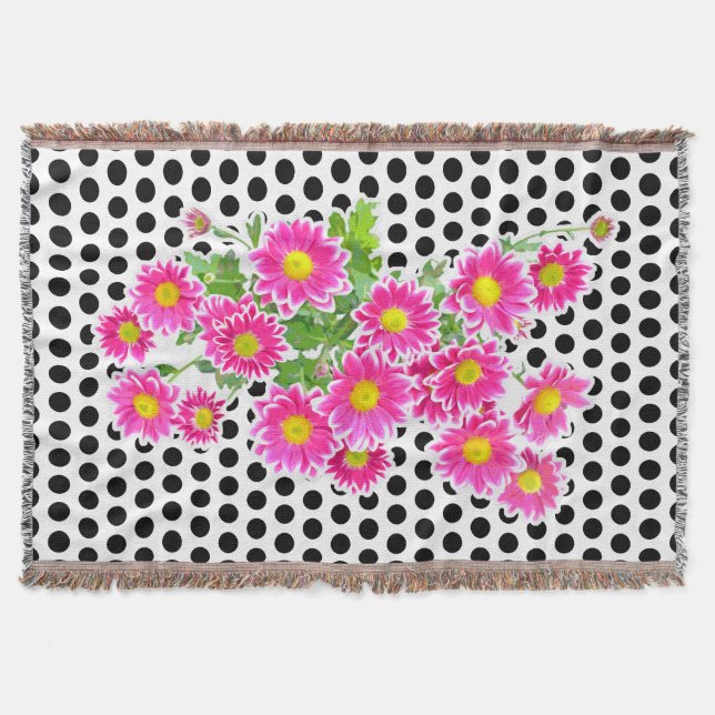 Pink Daisies / Asters Bouquet + your ideas Throw Blanket (Front)