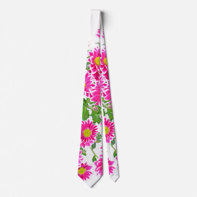 Pink Daisies / Asters Bouquet + your ideas Tie (Front)