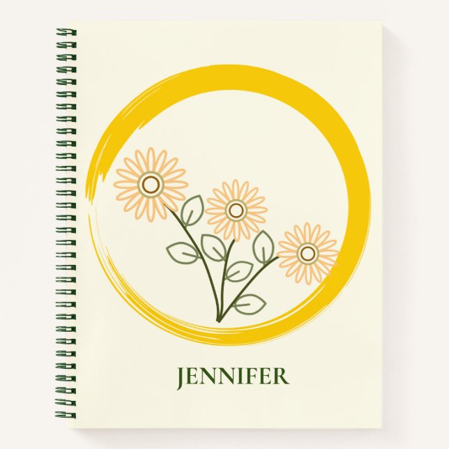 Pink Daisies Custom Minimalistic Spiral Notebook (Front)