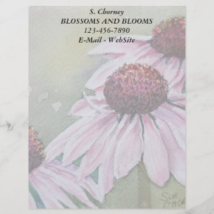 PINK DAISIES CUSTOMIZABLE LETTERHEAD DESIGN