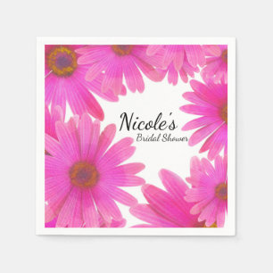 Pink Daisies Floral Daisy Elegant Custom Party Napkin
