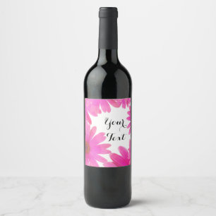 Pink Daisies Floral Daisy Elegant Wine Labels