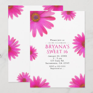 Pink Daisies Floral Daisy Spring Party Invitations