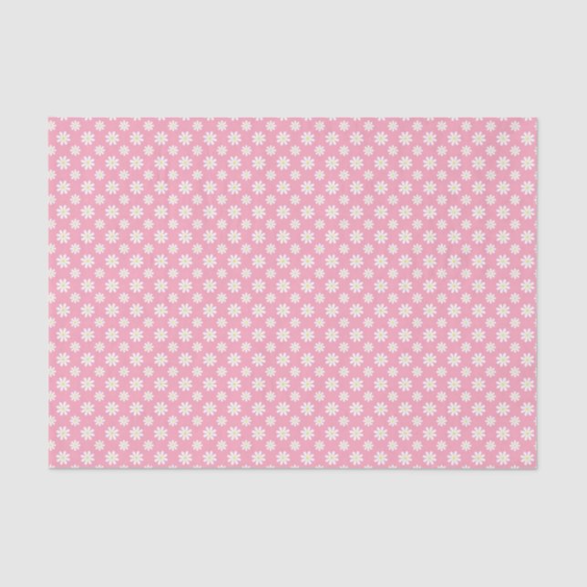Pink Daisies Floral Pattern Tissue Paper (Front)