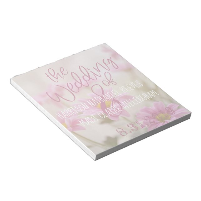 Pink Daisies Notepad Romantic Flowers (Angled)