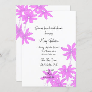 Pink Daisies on White Bridal Shower Invitation