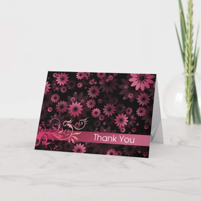 Pink Daisies Thank You Card (Front)