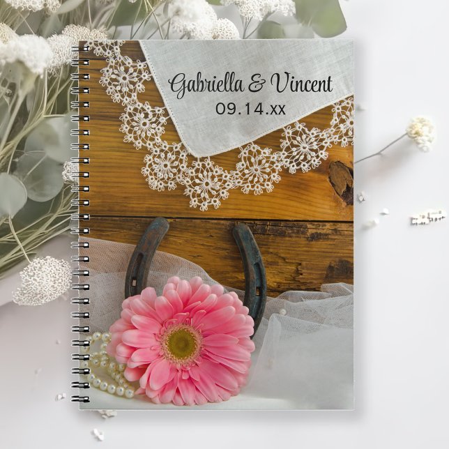 Pink Daisy and Lace Country Western Wedding Notebook (Creator Uploaded)