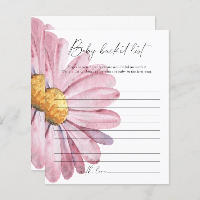 Pink Daisy - Baby bucket list game (Front/Back)
