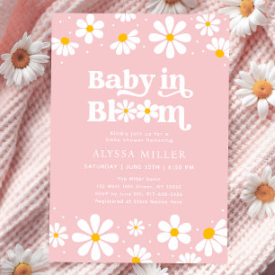 Pink Daisy Baby in Bloom Baby Shower Invitation
