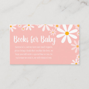 Pink Daisy Baby Shower Books for Baby Enclosure Card
