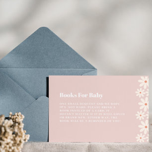 Pink Daisy Baby Shower books for baby Enclosure Card