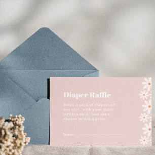 Pink Daisy Baby Shower Diaper Raffle Enclosure Card