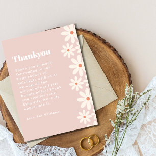 Pink Daisy Baby Shower floral   Thank You Card