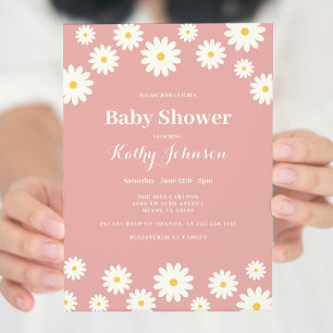 Pink Daisy Baby Shower Girl Invitation