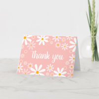 Pink Daisy Baby Shower Thank You Card