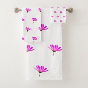 Pink Daisy Bath Towel Set