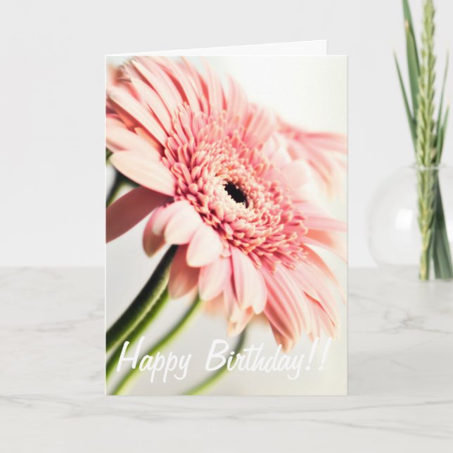 Pink Daisy Birthday Card (Front)