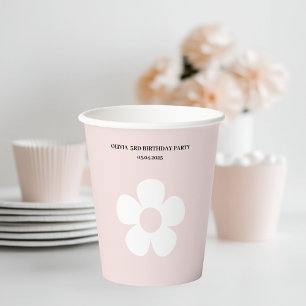 Pink Daisy Birthday Floral Party Paper Cups
