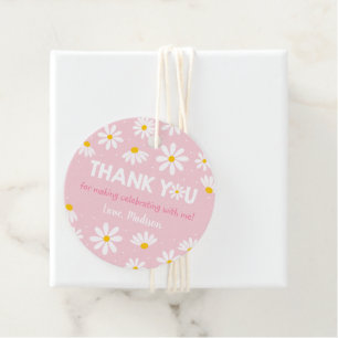 Pink Daisy Birthday Thank You Favour Tags
