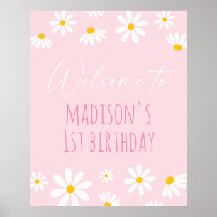 Pink Daisy Birthday Welcome Poster