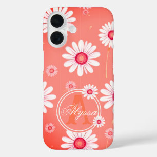 Pink Daisy Blooms: Minimalist Floral Pattern iPhone 16 Case