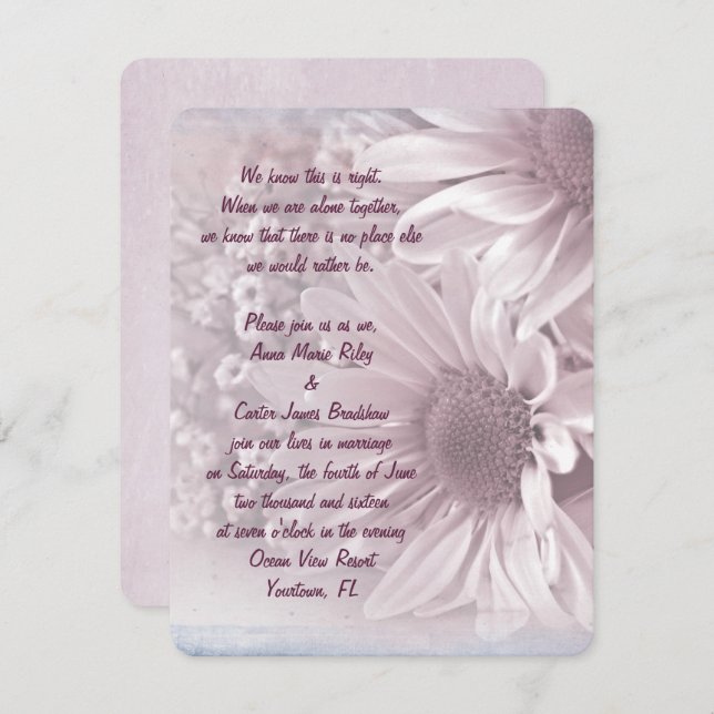 Pink Daisy Bouquet Invitation (Front/Back)