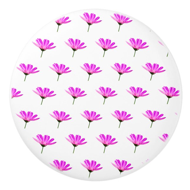 Pink Daisy  Ceramic Knob (Front)