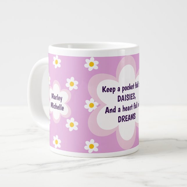 Pink Daisy-chain 20 oz Large Coffee Mug (Front Left)