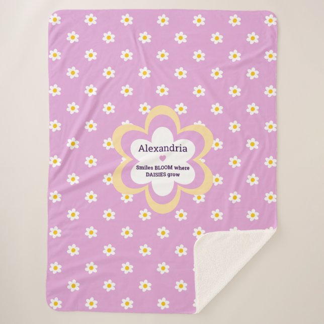 Pink Daisy-Chain 60 x 80 Sherpa Blanket (Front)