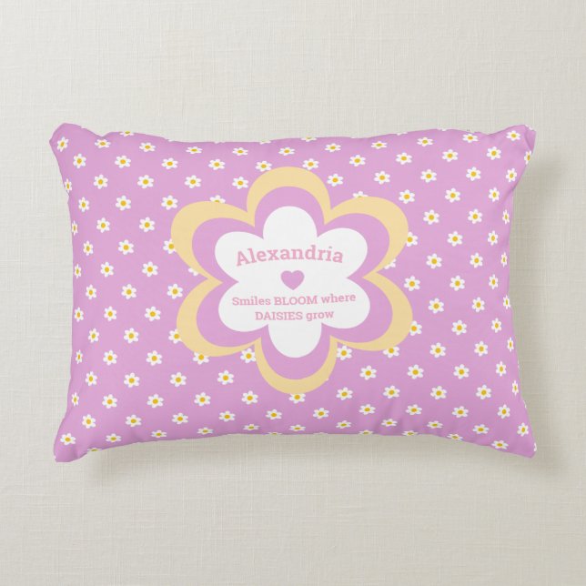 Pink Daisy-Chain Rectangle  Decorative Cushion (Front)