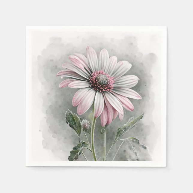 Pink Daisy Cocktail Napkins (Front)