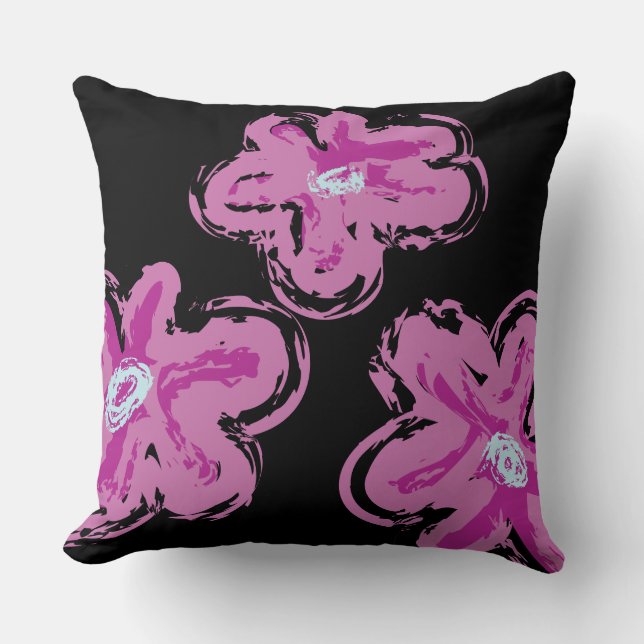 PINK DAISY DESIGN Retro Throw Pillow (Front)