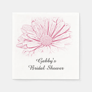 Pink Daisy Effect Floral Bridal Shower Napkin