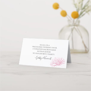 Pink Daisy Effect Floral Wedding Charity Favours Place Card