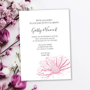 Pink Daisy Effect Floral Wedding Engagement Party Invitation