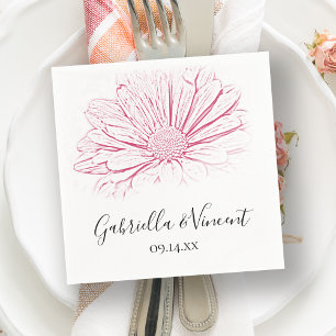 Pink Daisy Effect Floral Wedding Napkin