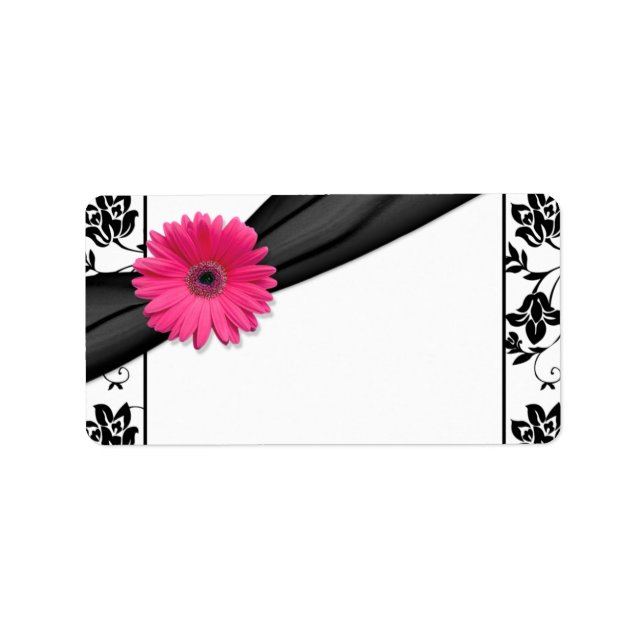 Pink Daisy Floral Blank Wedding Address Labels (Front)
