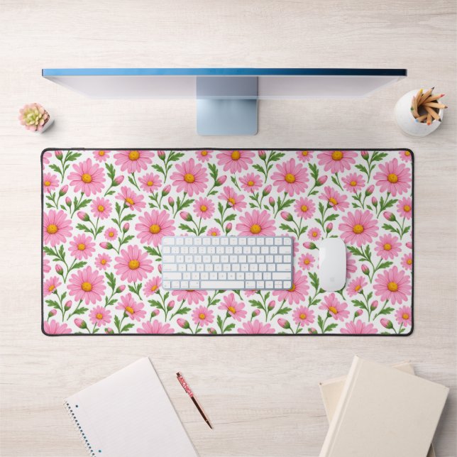 Pink Daisy Floral Botanical Pattern Desk Mat (Office 1)