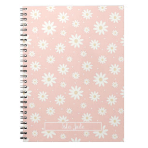 Pink Daisy Floral Custom Notebook