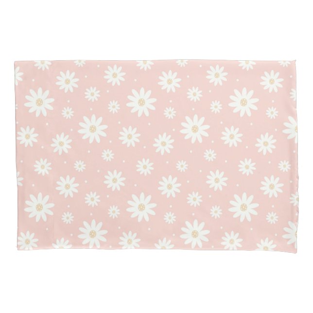 Pink Daisy Floral Pillowcase (Front)
