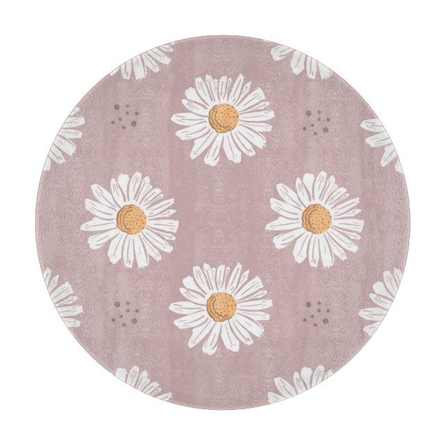 Pink Daisy: Floral Repeat Pattern. Cutting Board (Front)